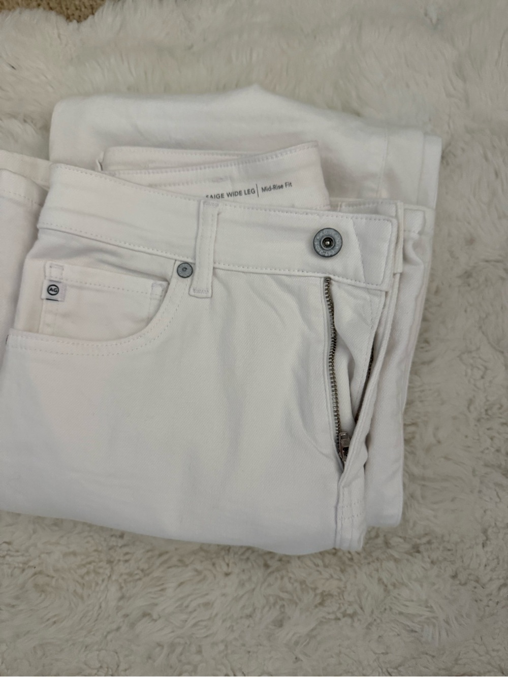 PAIGE White Wide Leg Mid-Rise Jeans anthro jean
